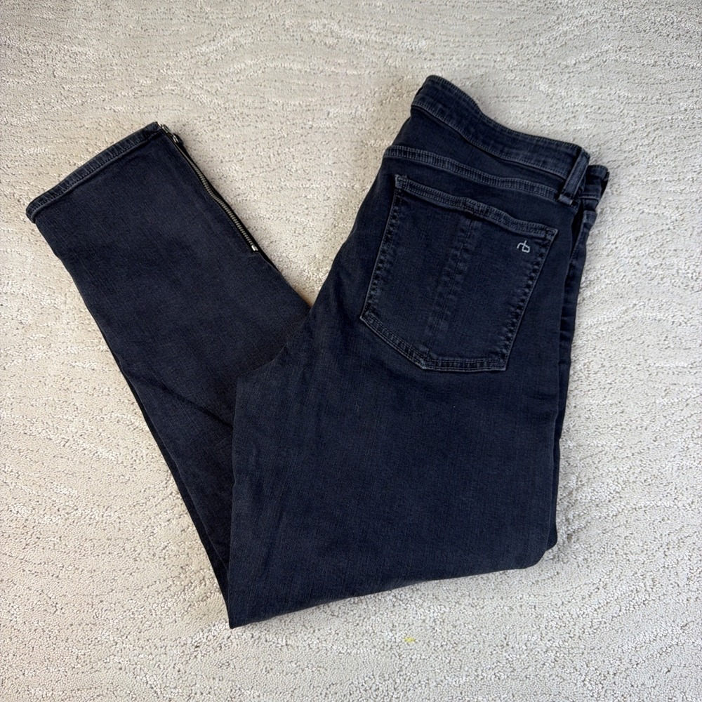 Women's Rag & Bone Size 30 Nina High Rise Ankle Cigar‎ Black Denim Jeans